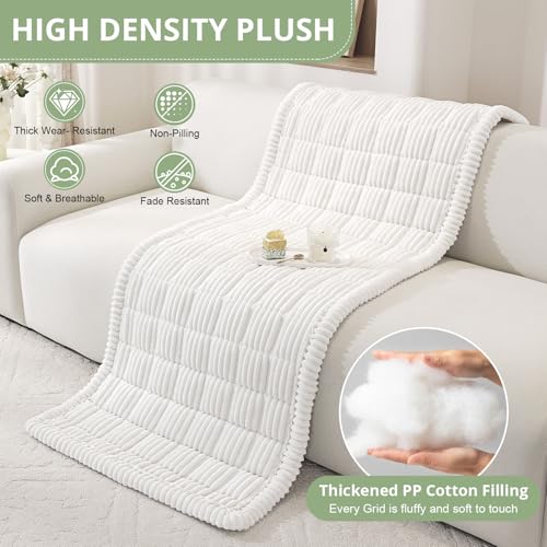 OstepDecor Sofa Covers 2 Seater, Corner Sofa Cover L Shape, Pet-Friendly Couch Cover Furniture Protectors for Dogs, Thick Soft Corduroy Sofa Pads Fuzzy Couch Cushions for Pets, Kids (White, 70x150cm) - Image 5