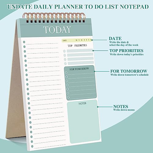2 Packs To Do List Notepad, Totally 208 Pages To Do List Notebook A5 Undated Daily Planner Notepad with Task Checklist Home Office School Supplies, Green & Purple