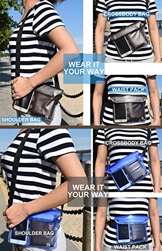 Freegrace Premium Waterproof Waist Pouches Set - Best Way To Keep Your Phone And Valuables Dry And Safe - Perfect For Boating Swimming Snorkeling Kayaking Beach Pool Water Parks (Gray + Blue) #TOP5