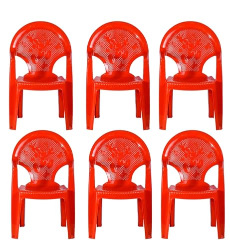 Image of MAHARAJA Mickey Mouse Plastic Chair for Kids | Strong Durable & Portable Study Chairs | Virgin Material Kids Chairs for 2 to 8 Years | Stackable School Chair (Red, Pack of 6)