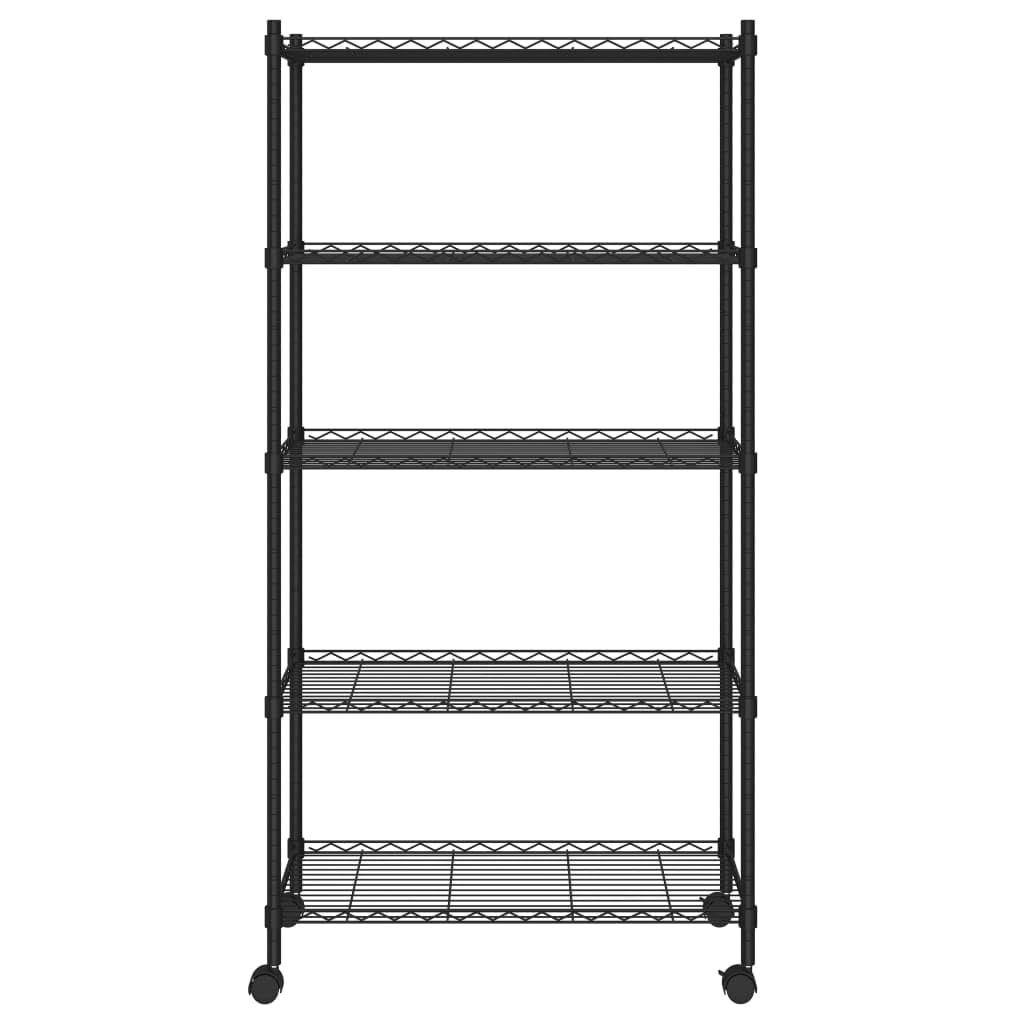 Générique Étagère de Rangement 5 Niveaux Roues 75x35x155 cm Noir 250 kg,Entreprise & Industrie,Stockage Industriel,Étagères industrielles,324630
