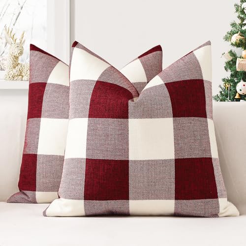 JOTOM 2er Set Buffalo Plaid Kissenbezüge, Dekorative Weich Plaid Wurf...