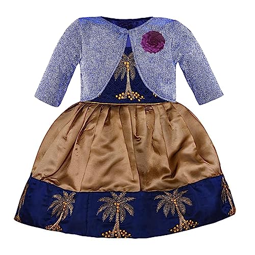 Image of Wish Karo Baby Girls Knee Length Satin Embroidered Party Dress-(fe2913nw)