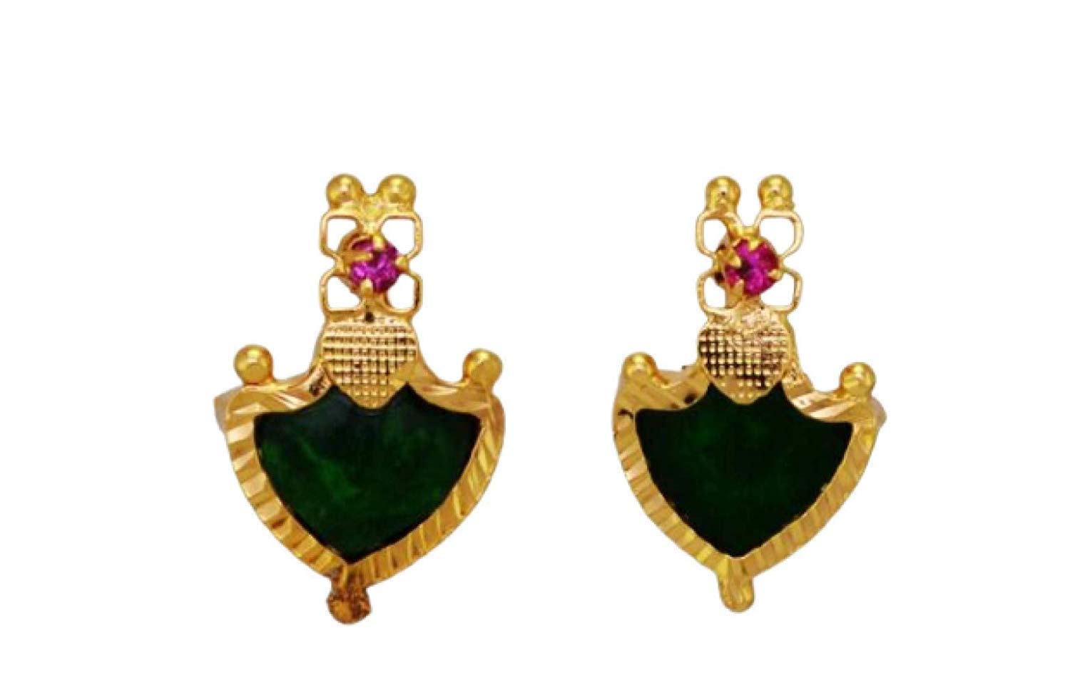 RFJ JEWELS: Beauty & Style Traditional and Ethnic Green Palakka Ear Stud With Small Ruby Stone For Women & Girls (B07SQ35VRK) Amazon Price History, Amazon Price Tracker