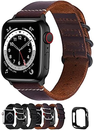 Fullmosa NATO Apple Band 44mm 42mm, Apple Watch Leather Strap for iWatch  Series SE 6/5/4/3/2/1,44mm 42mm Brown+Black Connector \u0026 Protective Case:  Buy Online at Best Price in UAE - Amazon.ae