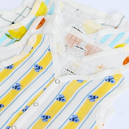 Image of The Boo Boo Club Organic Cotton Baby Jhabla | Pack of 4 Newborn Sleeveless Jabla | Newborn Infant Summer Wear | Soft & Breathable Muslin Fabric | Easy Button Closure Vest