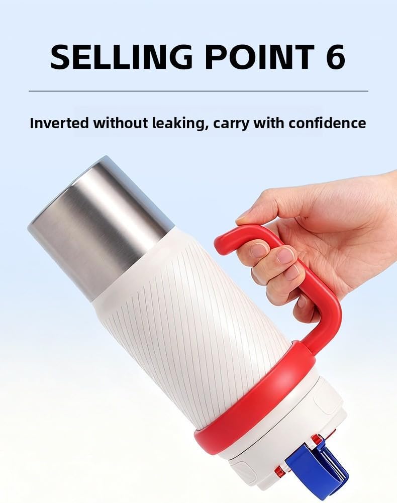 800ml Stainless Steel Water Bottle, Insulated Cup with Straw & Handle, Removable Tea Compartment, Leak-Proof & Non-slip, BPA-Free, Travel Coffee Mug for Office Home Outdoor Camping Car (white) - Image 8