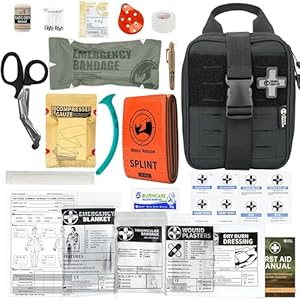 RHINO RESCUE IFAK Trauma First Aid Kit Molle Medical Pouch for Car Home Travel Hiking (Black)