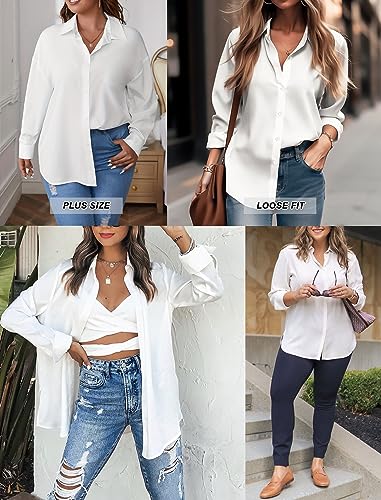 Button Down Shirts for Women Long Sleeve Collared Blouse Business Casual Tops4
