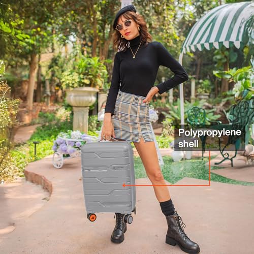 Image of Nasher Miles Paris Hard-Sided Polypropylene Luggage Set of 2 | 55cm & 65cm | 8 Wheels Double Spinner Small & Medium Trolley Bag for Travel | Suitcase (Grey & Navy Blue)