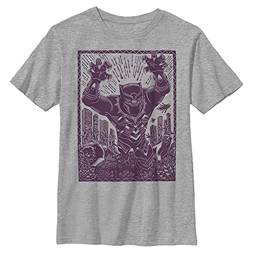 Marvel Universe Classic Black Panther Stencil Boy's Heather Crew Tee