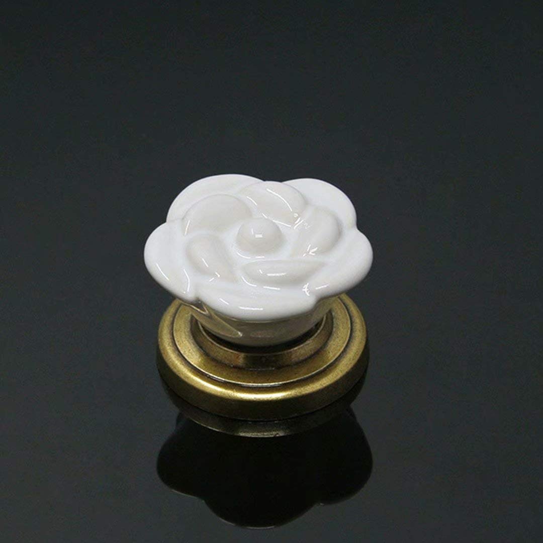 Klamki do drzwi, ceramiczne klamki do drzwi, uchwyt do szafki, ceramiczne drzwi do szafy ciągnie klamki do drzwi szuflady szafki, 10 szt (Color : White, Size : Style A)