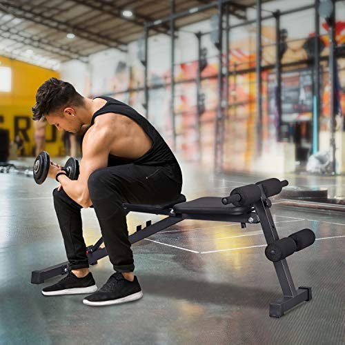 PITHAGE Weight Bench Adjustable Exercise Benches Strength Training Benches Press for Home Gym Full Body Workout Flat Incline Decline Utility Bench