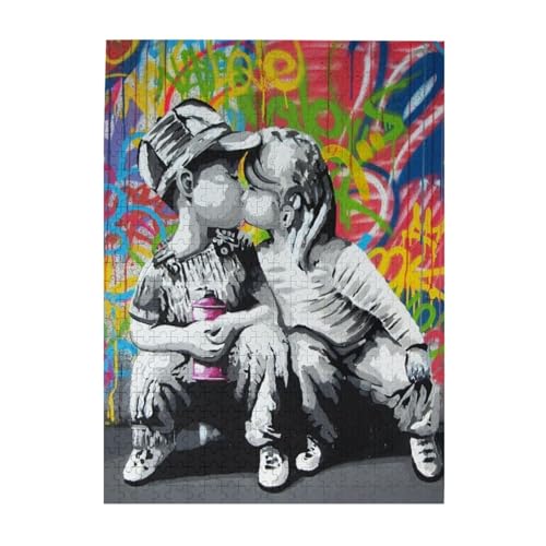 バンクシー ジグソーパズル 500pcs ピース 人気 木製パズル プレゼント大人と子供 (38x52cm) dfg100