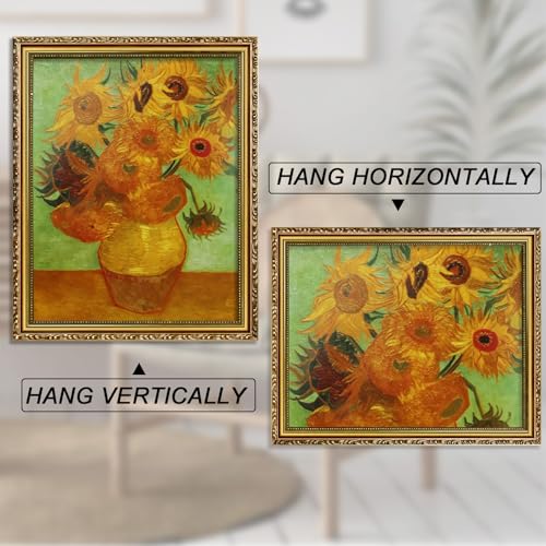 Image of 11x14 Picture Frame Gold Vintage Picture Frames Ornate Antique | Wood, Fits 8x10 with Mat or 11 x 14 Photo, Plexiglass, Wall Hanging