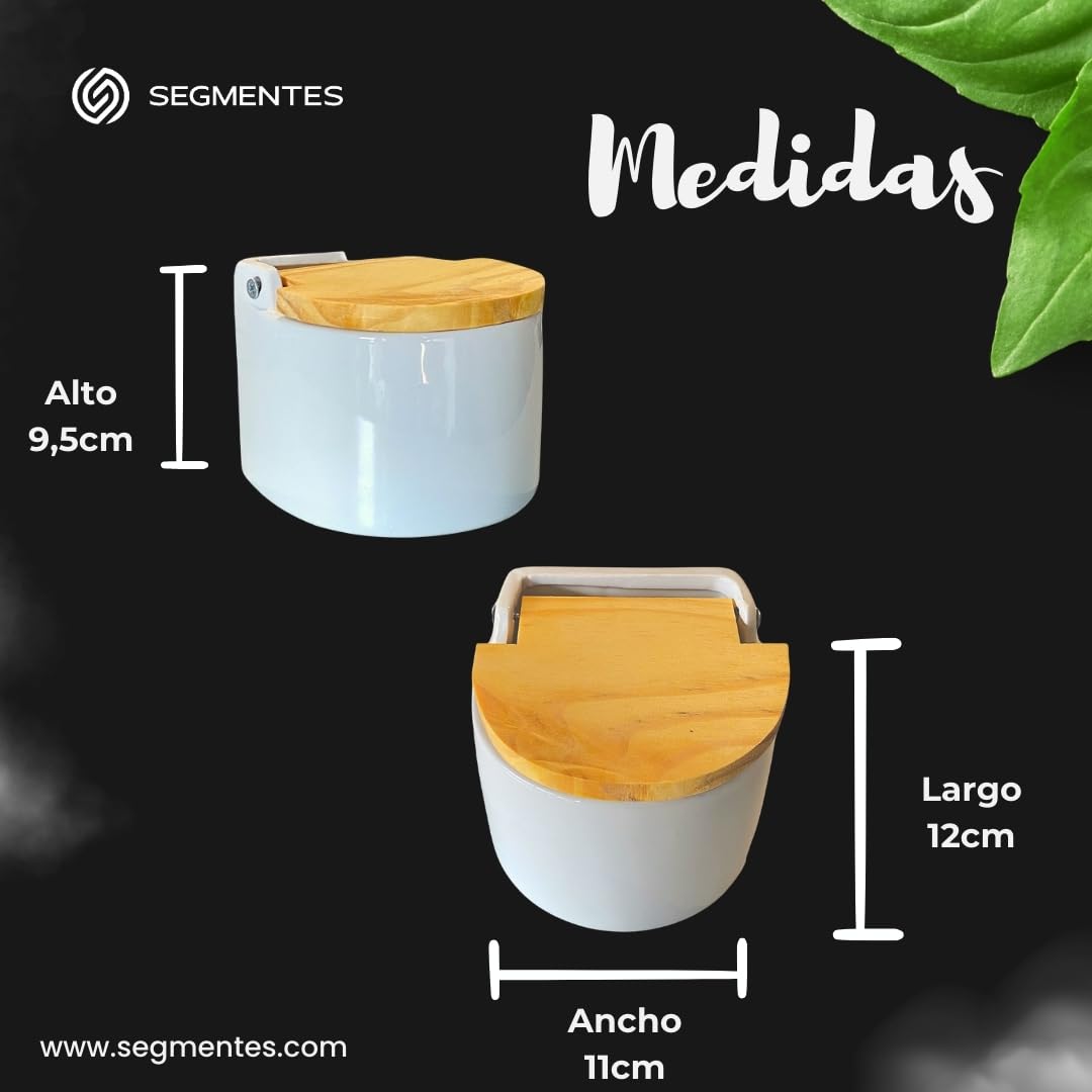 Salière Et Sucrier En Céramique Avec Couvercle En Bois Pour Cuisine Factory - Noir