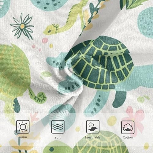 Wusikd Green Turtle Girls' Underwear Cotton Flowers Seahorses Girls Briefs Soft Toddler Underwear 2T3