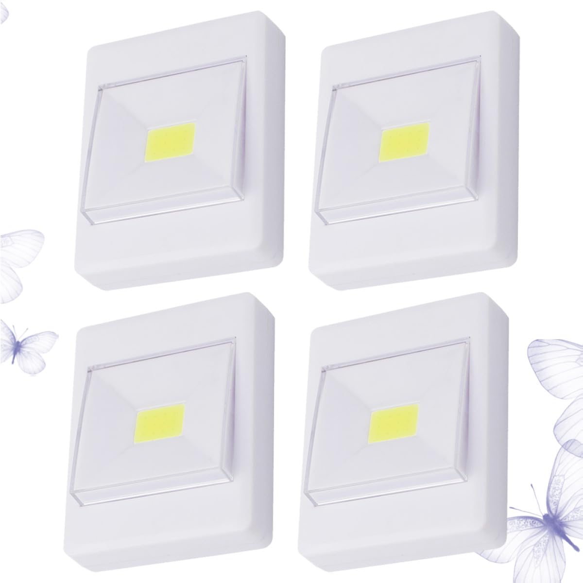 Alipis Set 4 Pezzi LED per Mobili Bianco Interruttore Cob, Luce Chiara e Cura Visiva, Lampada da Fissare in Plastica per Cameretta e Corridoio