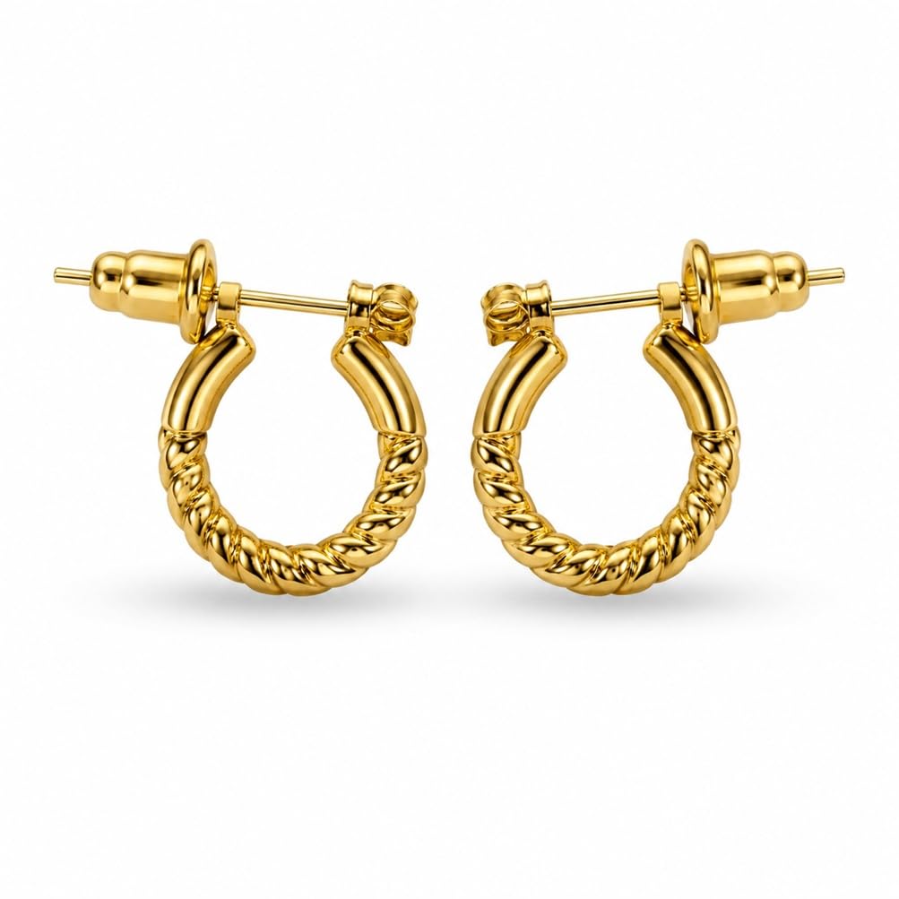 Pack of 2 Men Golden Rope Style With Stone Ear Earrings & Studs, Lightweight Comfort, Premium Shine for Casual Look-image-22