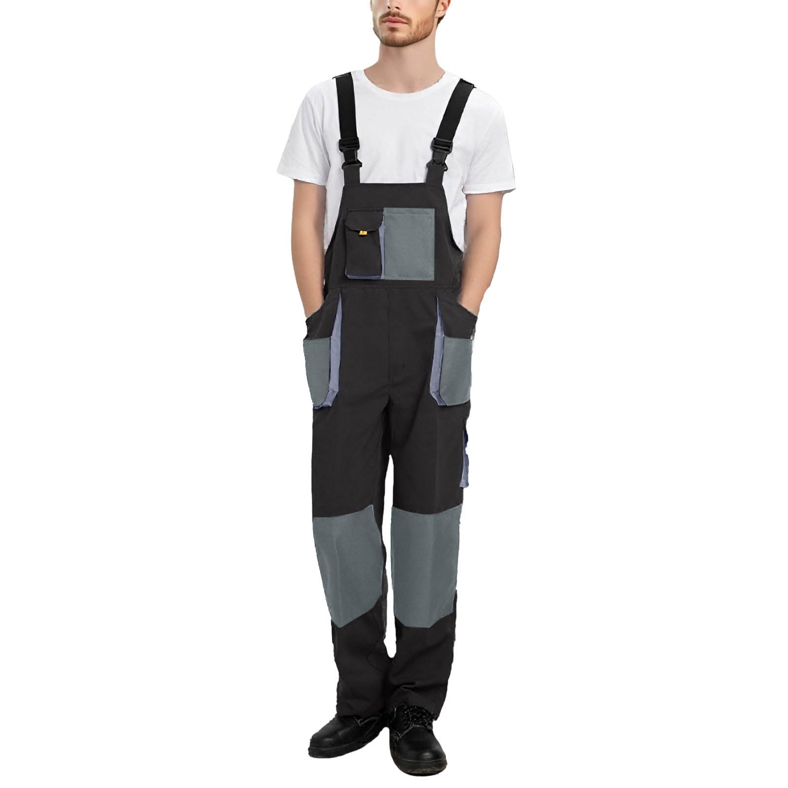 Mono de trabajo para hombre, pantalones largos, ligero y aireado, traje de hombre de basura con bolsillos multifuncionales, ropa de trabajo para artesanos, albañiles, carpinteros