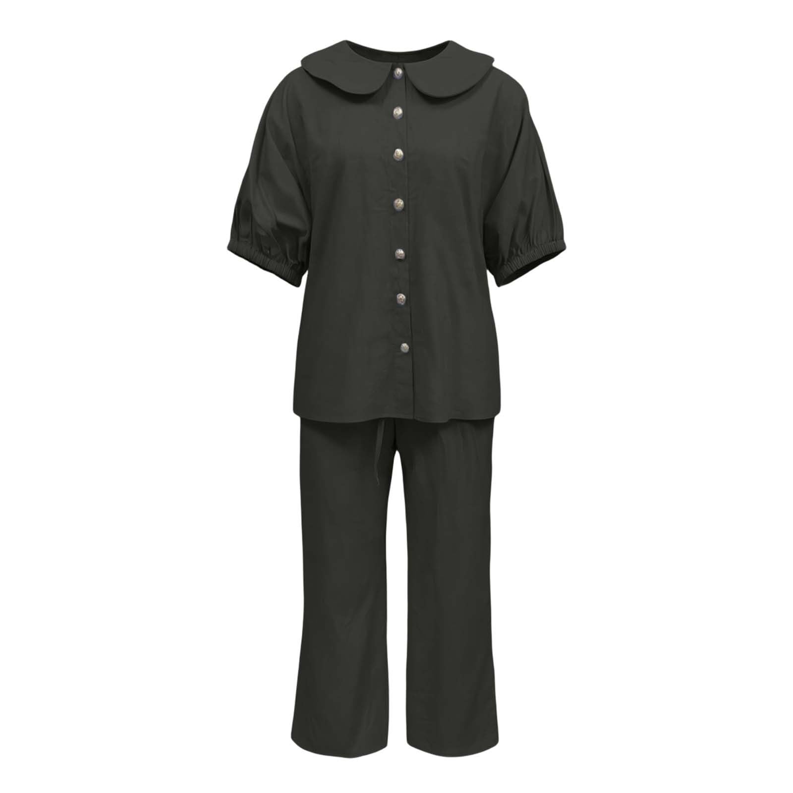 Sport Anzug für Damen, Damen Sommer Outfit Set LäSsige Hose mit Mittelhohem Bund Und Passendem Bequemem Oberteil für Zu Hause