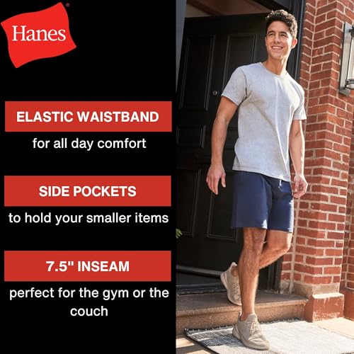 Image of Hanes Men's Shorts, Essentials Short with Pockets, Gym Shorts for Men, Men's Athletic Shorts, 7.5 inch