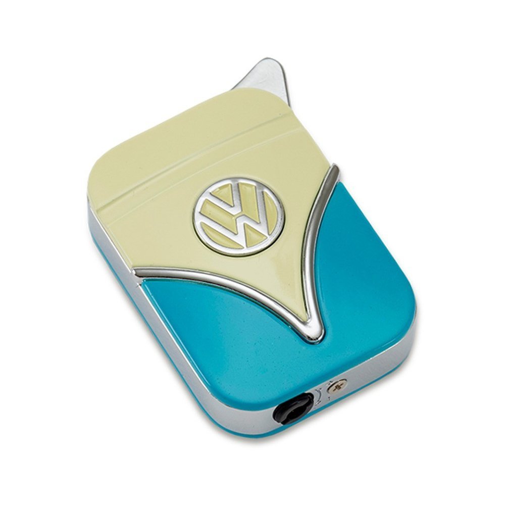 Original Volkswagen Feuerzeug im Frontschild Design - in verschiedenen Farben - Geschenkset (VW-Bulli-hellblau-gelb)