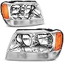 AUTOSAVER88 Headlight Assembly Compatible with 1999 2000 2001 2002 2003 2004 Grand Cherokee Replacement OE Headlamp Chrome Housing Amber Reflector Headlights