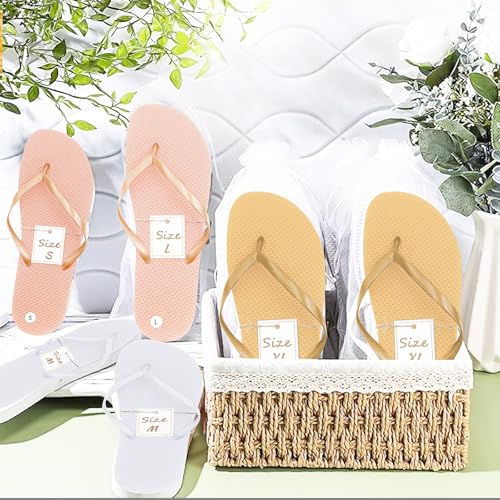 Image of 24 Pairs Flip Flops Bulk for Wedding Party Guest Sandals Hotel Guest Spa Slippers with Size Card Sign and Drawstring Bag