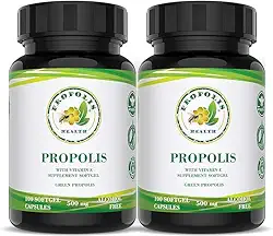 Própolis verde em cápsulas com vitamina E - Concentração 25% em 1000mg por dia (200 cápsulas) 100 dias de suplemento