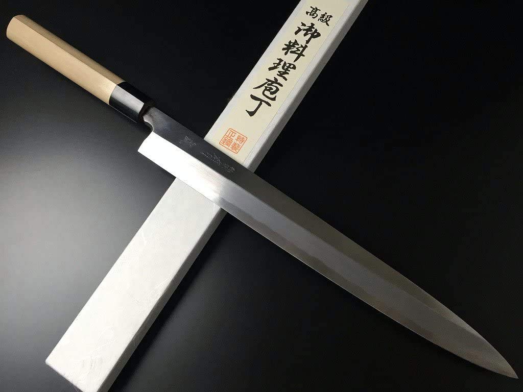 柳刃 尺ニ（360mm） 新品 無銘 白ニ鋼 鞘・箱あり