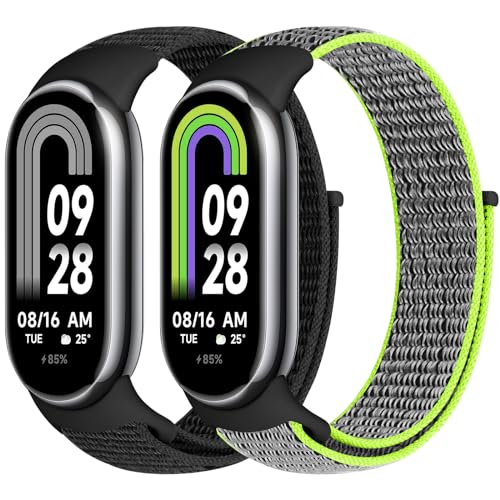 Runostrich Nylon Sport Strap Compatible with Xiaomi Mi Band 8 for Women Men, Soft Adjustable Breathable Braided Solo Loop Watch Band Replacement Wristband for Xiaomi Mi Band 8