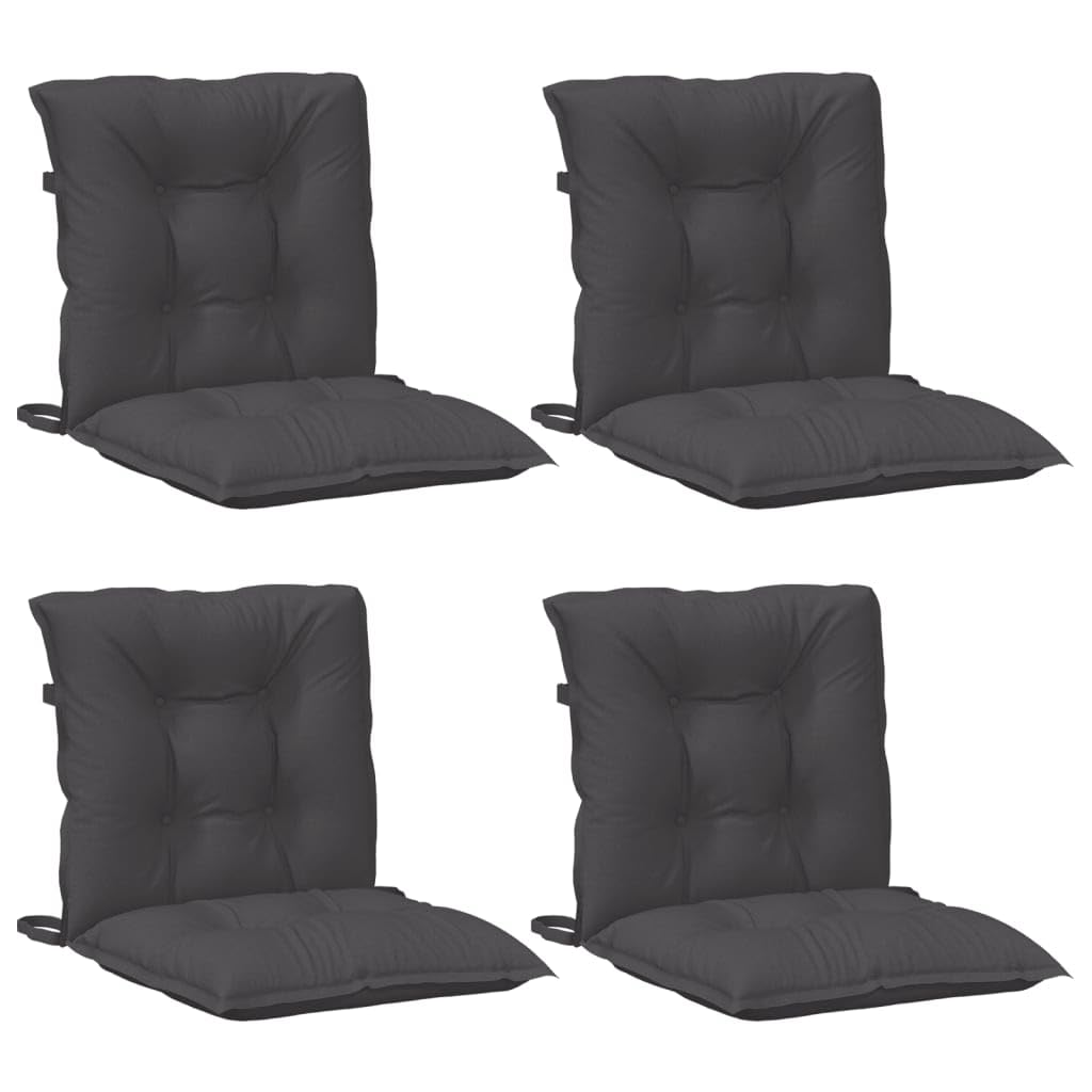 Cuscini Sedia Schiena Bassa 4 pz Antracite Mélange 100x50x7 cm con Imbottitura Morbida, Design Antiscivolo, Fascia Elastico e Laccetti, per Giardino, Ufficio, Interno