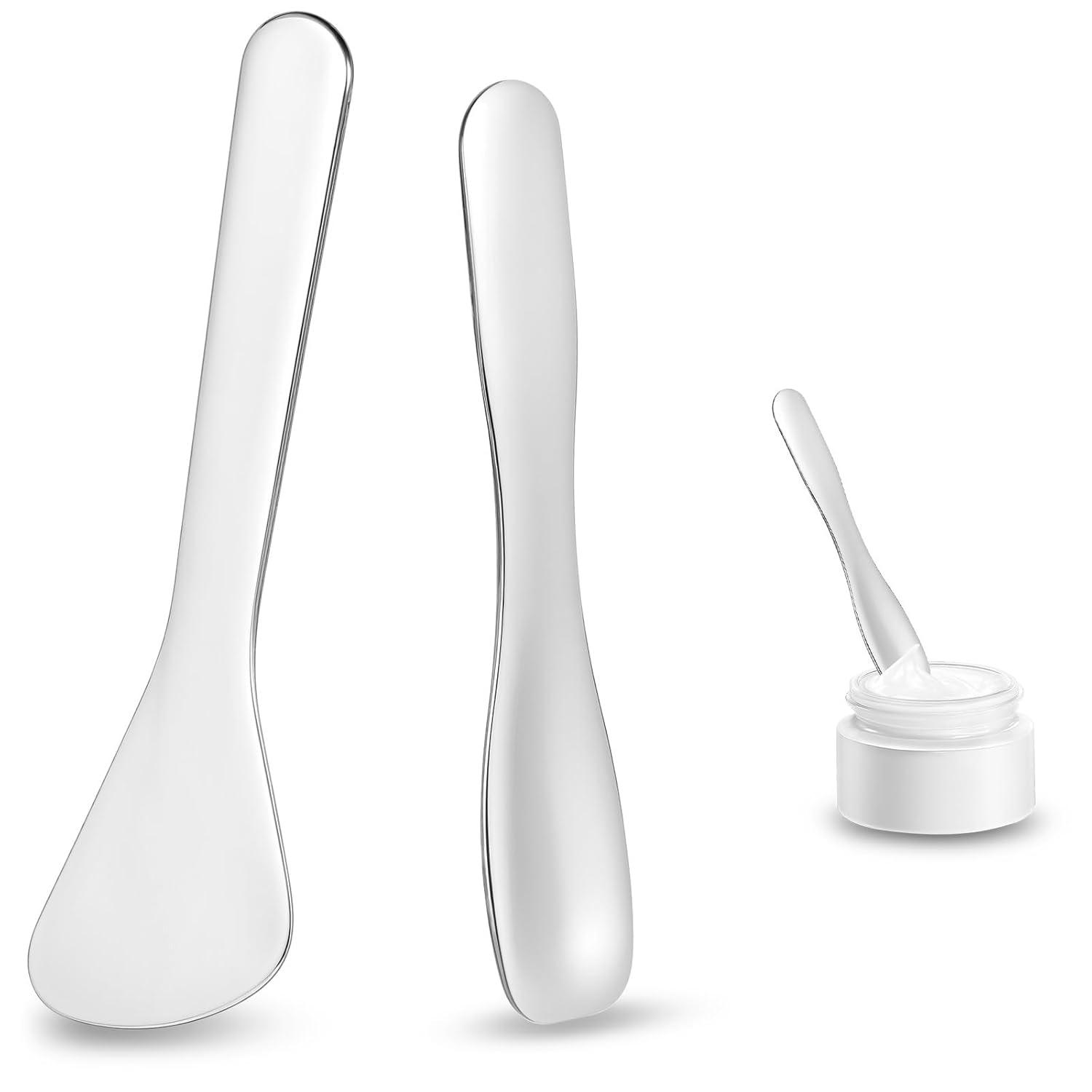 2 Pcs Mini Metal Cosmetic Spatula, Reusable Skin Care Spoon Beauty Scoop Spatula Multi-functional Facial Applicator Tool for Skin Care Creams Eye Cream Essences Beauty Accessories 2 Pcs Mini Metal Cosmetic Spatula, Reusable Skin Care Spoon Beauty Scoop Spatula Multi-functional Facial Applicator Tool for Skin Care Creams Eye Cream Essences Beauty Accessories