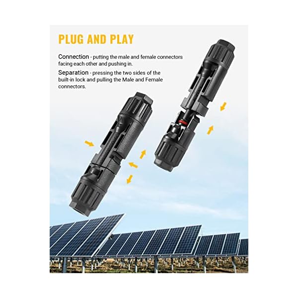 BougeRV 12 PCS Solar Connectors with Spanners Solar Panel Cable Connectors 6 Pairs Male/Female(10AWG) - Image 6
