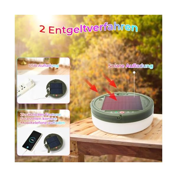 SUBOSI 10m Solarenergie USB 2 in1 Camping Lichterkette Aufrollbar – Bild 5