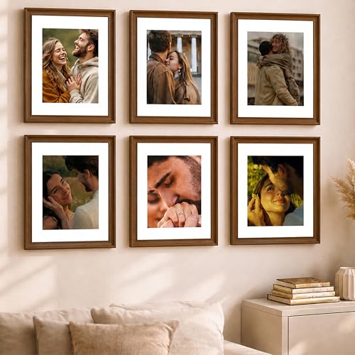 Image of Art Street Wooden Photo Frame for living room, Aesthetic Cave Design Photo Frames for Photograph, Art Work, Certificates Set of 6 (12x16 Inch, Brown)