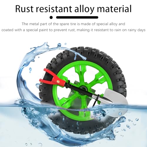 Image of HZEL Car Emblem, 3D Mini Small Tire & Shovel Motorcycle Badge, Self-Adhesive Stylish Automotive Exterior Body Badge Emblem Decoration Accessories, Universal for SUV, Motorbike, Off-Road (Green)