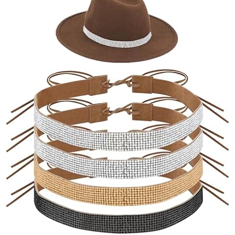 Adorila 4 Pack Adjustable Bling Hat Bands Cover
