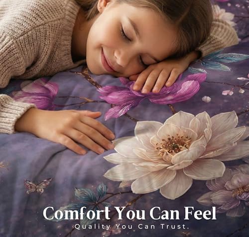 Image of SANMARINO 300 TC Cloud Cotton Pixel 7D King Size Bedsheet with 2 Pillow Cover | Premium 7D Floral Printed Bedding Set | Ultra Soft & Breathable | 108x108 Inch | Royal Orchid Floral Symphony