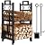 INNO STAGE Firewood Rack Fireplce Firepit Tools Set Double Layer Iron Wood Log Holder for Fire Place Outdoor Indoor Accessories-Brush, Shovel, Tong, Hook