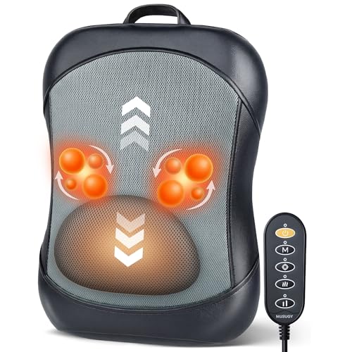 Musugy Back Massager for Pain Relief Deep Tissue : Rolling Up and Down, Not Just 4 Fixed Spots, Lower Back Massager with Heat, Shiatsu Kneading Massage for Office Home Use