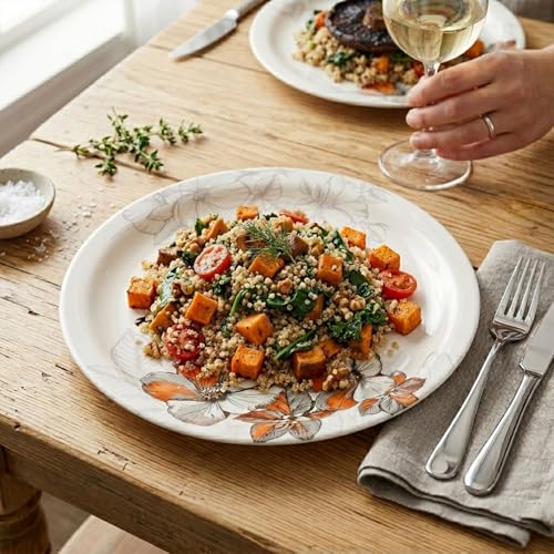 Image of Melamine Quarter Plates | Round Half Plate | Microwave Safe | Break Resistant | Plates for Snacks, Lunch, Dinner | Plates for home, Office, Restaurant | Set of 6 | 7 Inch's (Orange flower)