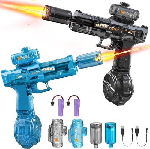 Pistolet a Eau Electrique 2 Pcs, Aquashot Pistolet à Eau électrique Puissant, Automatique Water Gun Electric Aqua Blaster, 320CC capacité Jouets d'été pour 8 9 10...