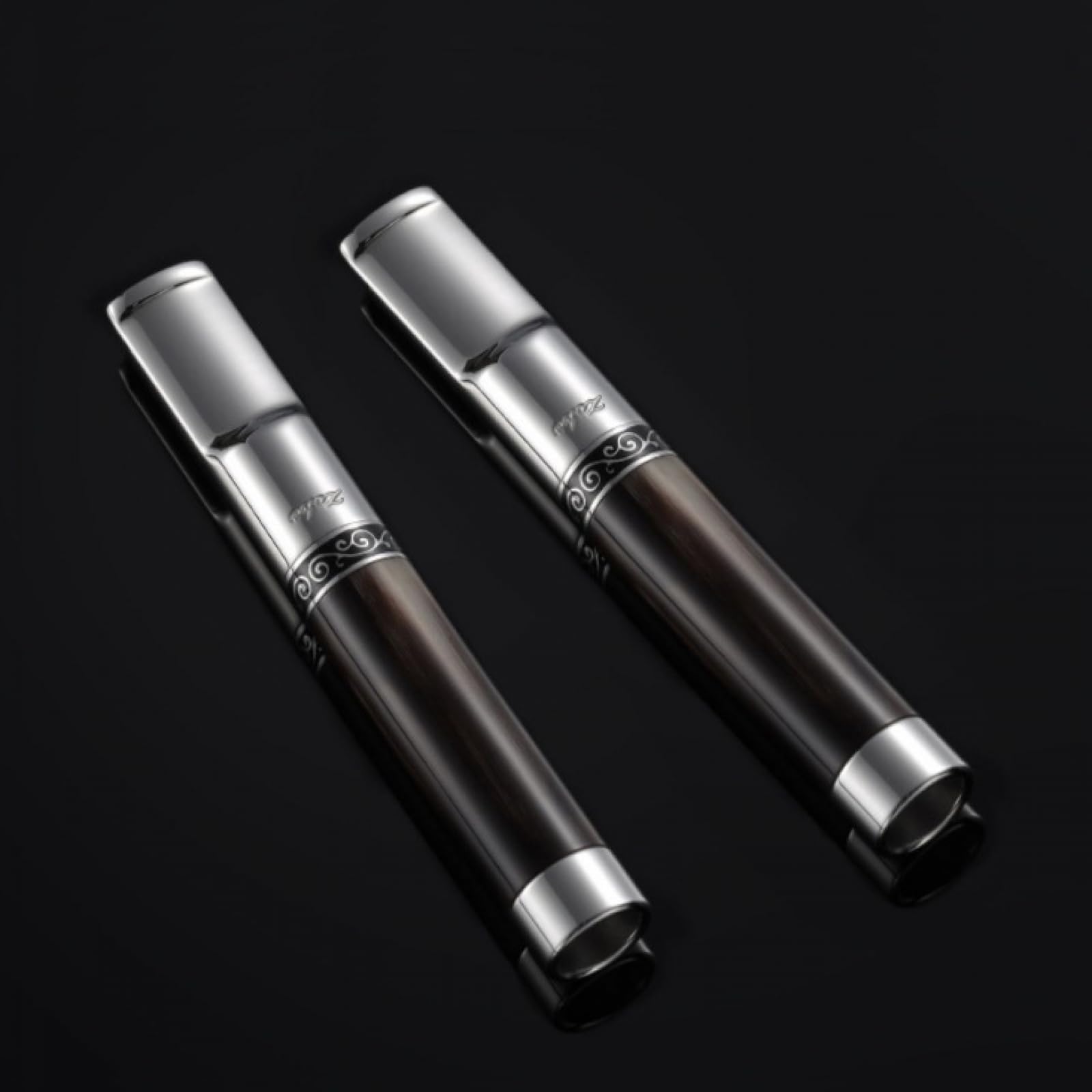 Bocchino per Sigaretta, Filtro per Sigarette, Filtro Riutilizzabile per Sigarette,Bocchino con Filtro, Porta Sigarette in Metallo,Adatto a 3 taglie Porta Con scatola regalo in legno（nero）
