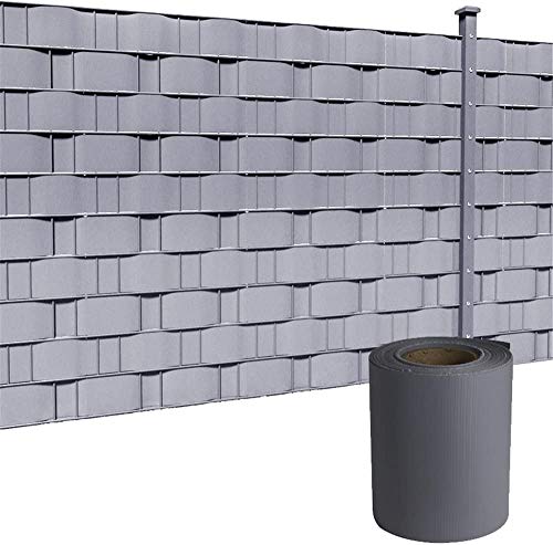 LZQ Bandes brise-vue en PVC extra épaisses, opaques, double fil avec 30 clips de fixation pour clôture de jardin ou balcon, 65 m x 19 cm, Gris clair