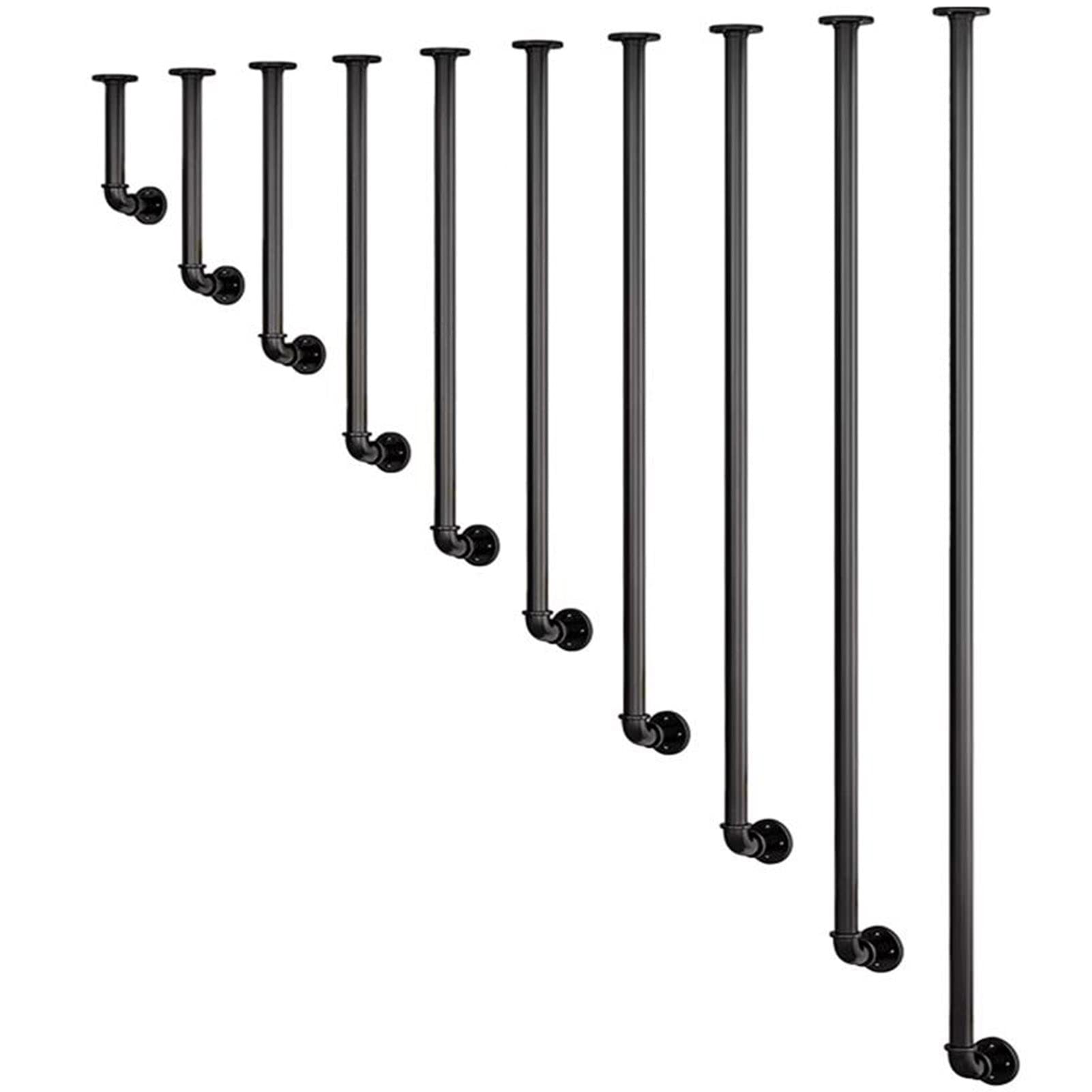 GLDYTVF Wrought Iron L-Shaped Industry Stair Handrail,30-140cm Black Galvanized Pipe Railing Banister,for Indoor and Outdoor Steps，Complete Kit - 1Pc(Size:75cm/29.5inch,Color:Black)