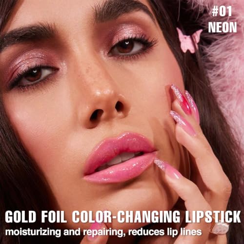 Image of evpct Gilter Pink Magic Ph Color Changing Lip Balm Lipstick, 24 Hours, 01#