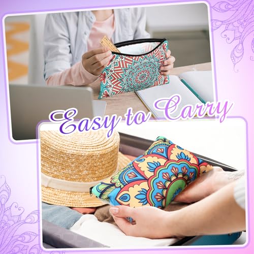 Hillban 36 Pcs Mandala Makeup Bags Bohemian Cosmetic Bags for Women Mandala Flowers Travel Toiletry Pouch with Zipper Portable Organizer Pouch for Cosmetics Makeup Brushes, 12 Styles3