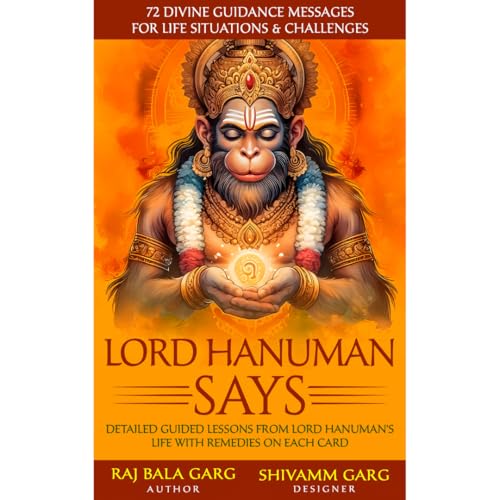 Image of Essencioshop Lord Hanuman Oracle Cards Set - A 72 Full Color Cards Based on Lord hanuman's Life situations, Challenges & Learnings with Remedies